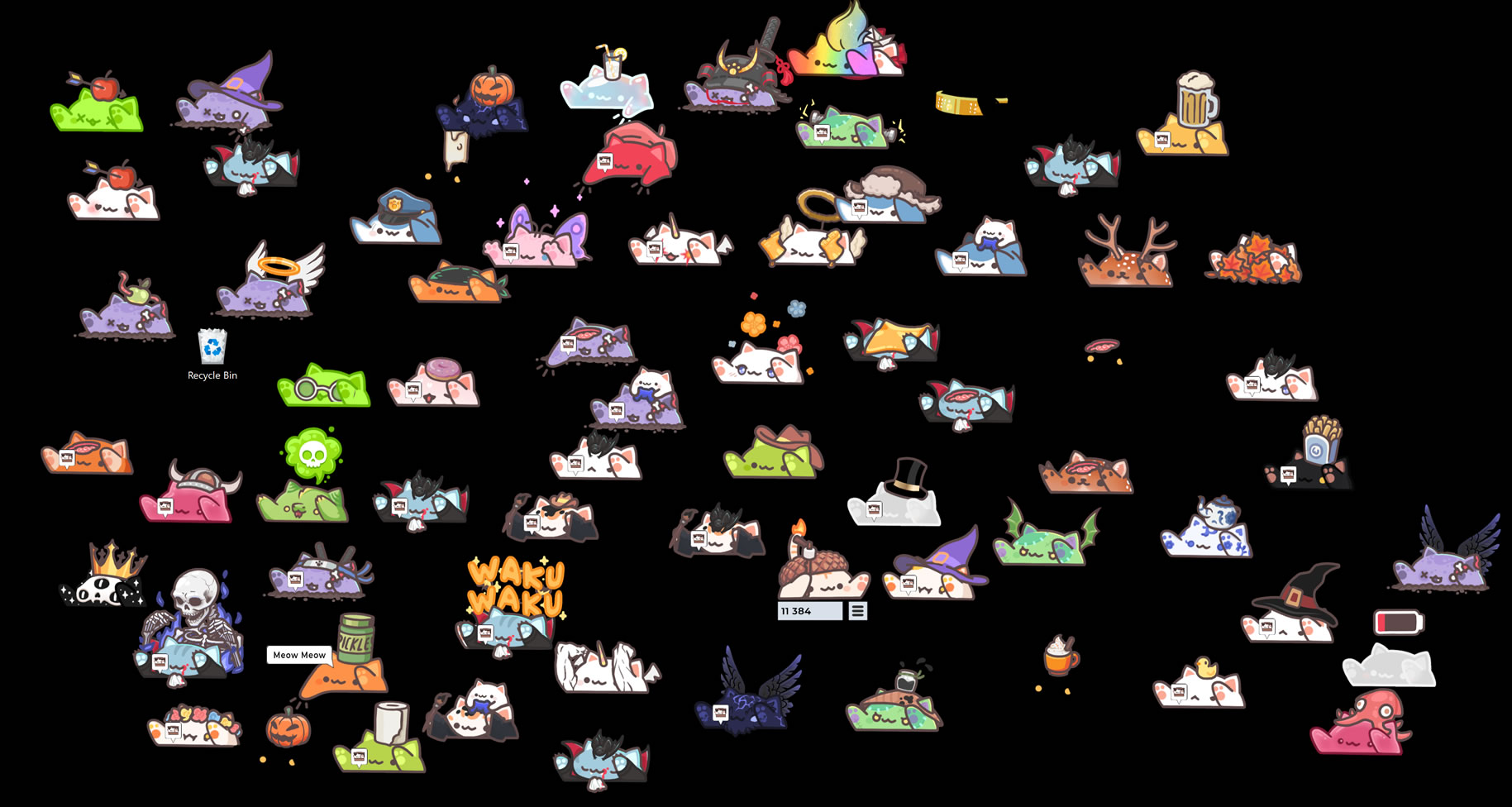 Steam game Bongo Cats image of many Bongo Cat players in multiplayer game