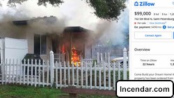 A St. Petersburg real estate agent listed a house with a photo of it engulfed in flames.