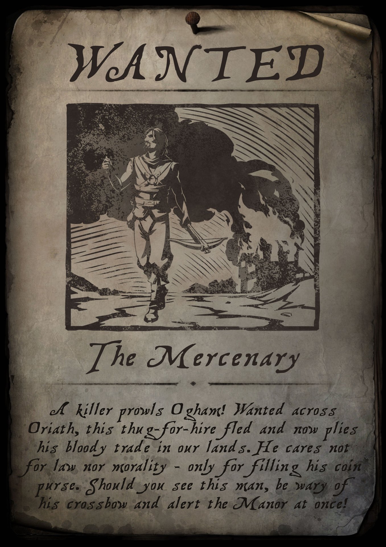 The Mercenary class description from in game wanted poster in in Ogham - Path of Exile 2