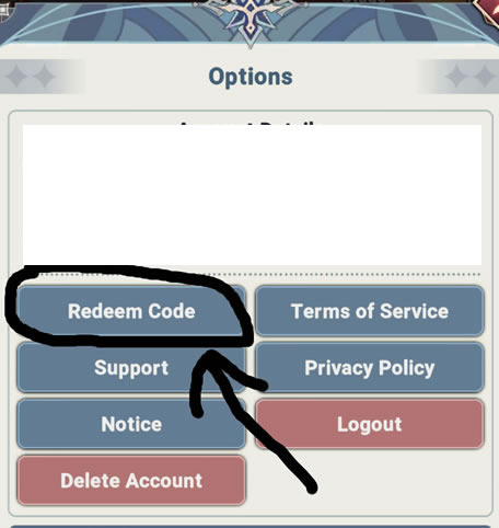 An image showing how to use codes in Seven Knights Idle Adventure, clicking Redeem Code Button